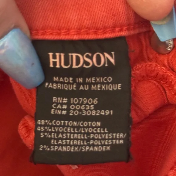 Hudson Faded Red High Waist Super Skinny Jeans